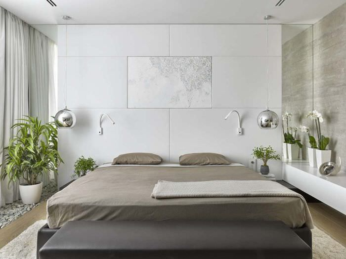 Дизайн спальні в сучасному стилі в природних відтінках